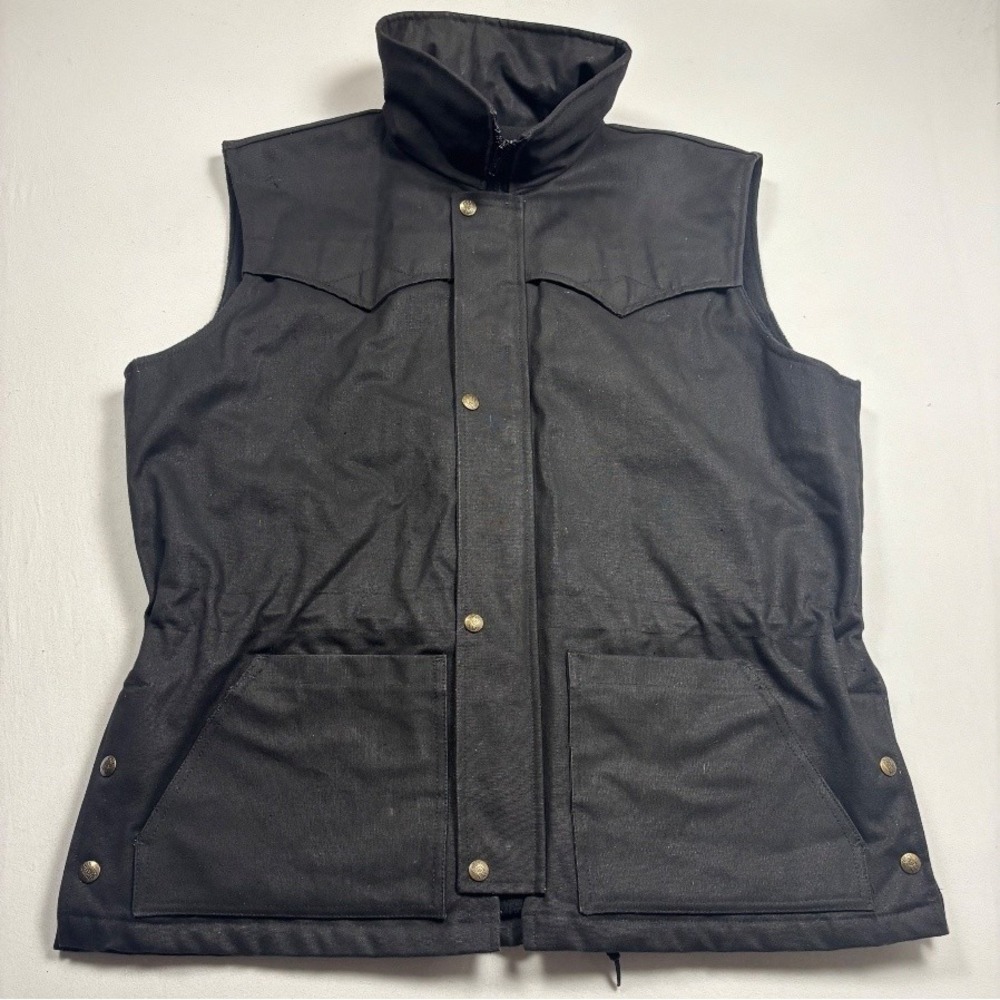 Kactus Men's Black Insulated Canvas Vest Western Snap Front Quilted XL